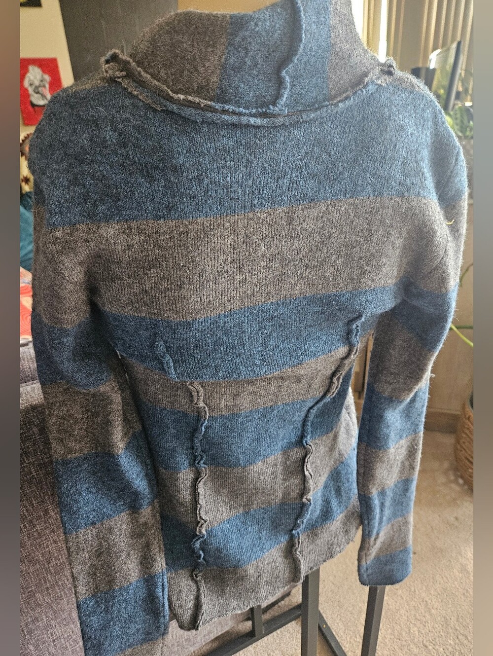 Free People Button-Up Cardigan Sweater featuring an exposed raw-edge seam - Picture 5 of 11